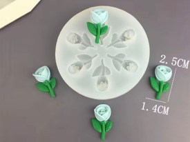 Molde silicona 6 mini rosas pimpollo